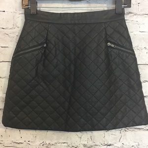 Topshop Black Quilted Faux Leather Mini Skirt Sz 4